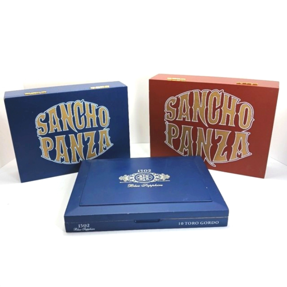 Premier CIGAR BOXES Lot of 3 Blue & Brown Suave Accents/Storage EUC